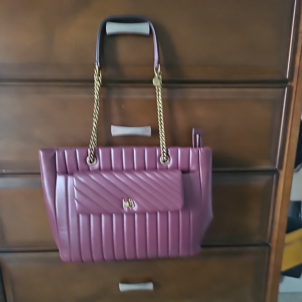 Henri Bendel Burgundy Purple Zip Tote Bag